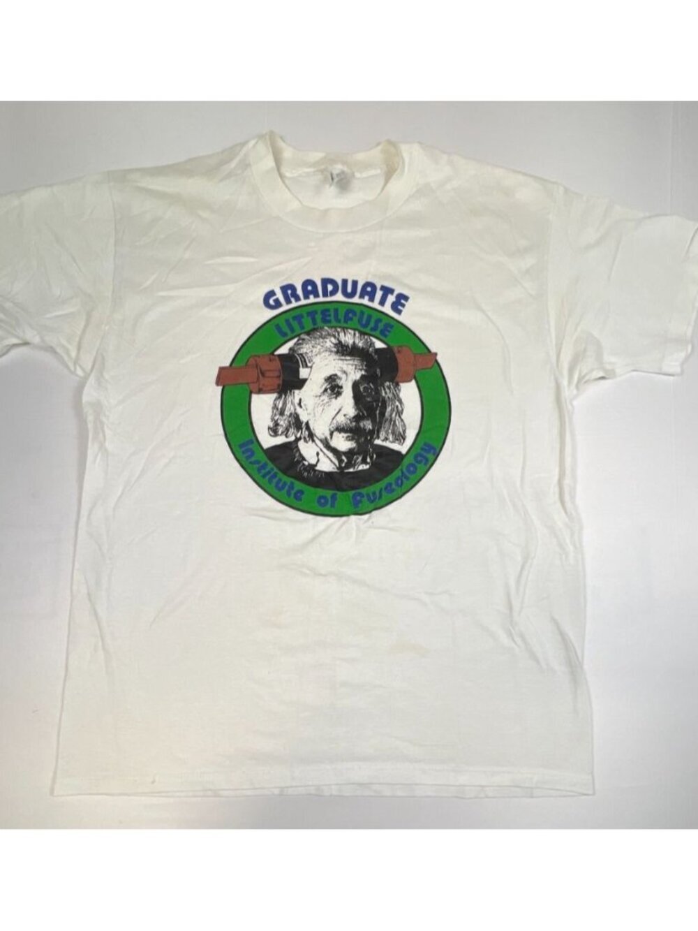 Vintage Graduate Littelfuse Institute of Fusology Graphic T-Shirt White XL USA